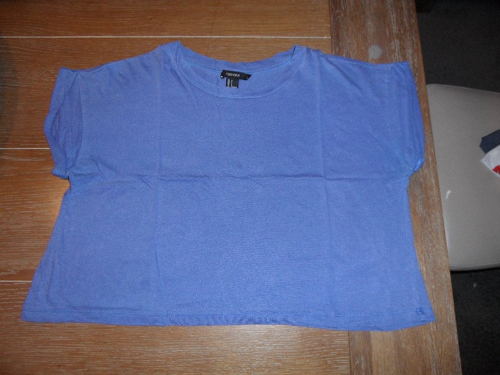 Kort, wijd shirt van Forever 21, blauw, maat S, Kleding | Dames, Blauw, Ophalen of Verzenden, Maat 36 (S), Gedragen