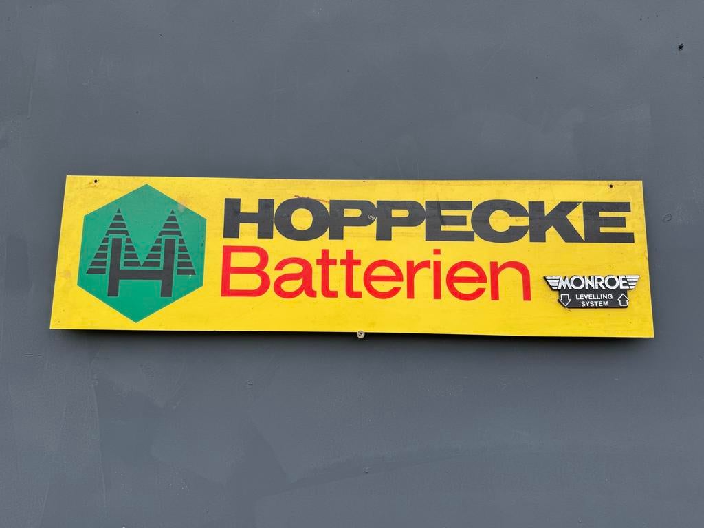 Hoppecke Batterijen Reclamebord - Vintage Garage Bord, Reclamebord, Gebruikt, ., Ophalen of Verzenden