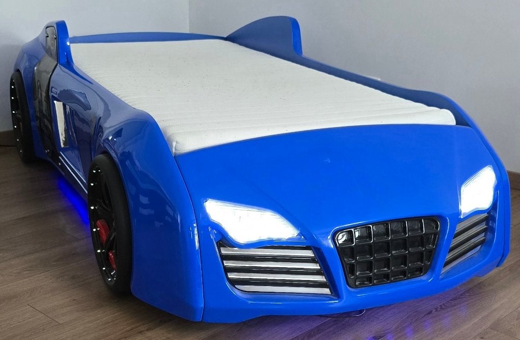 Autobed , bed met verlichting en geluid..., Ophalen, 85 tot 100 cm, Gebruikt, Lattenbodem