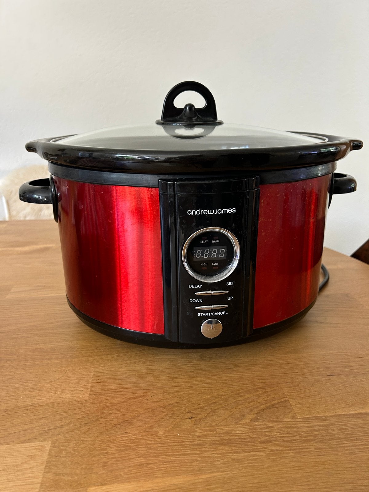 Andrew James 5.0L Digitale Slowcooker - Rood, Witgoed en Apparatuur, Slowcookers, Ophalen, Timer, Gebruikt