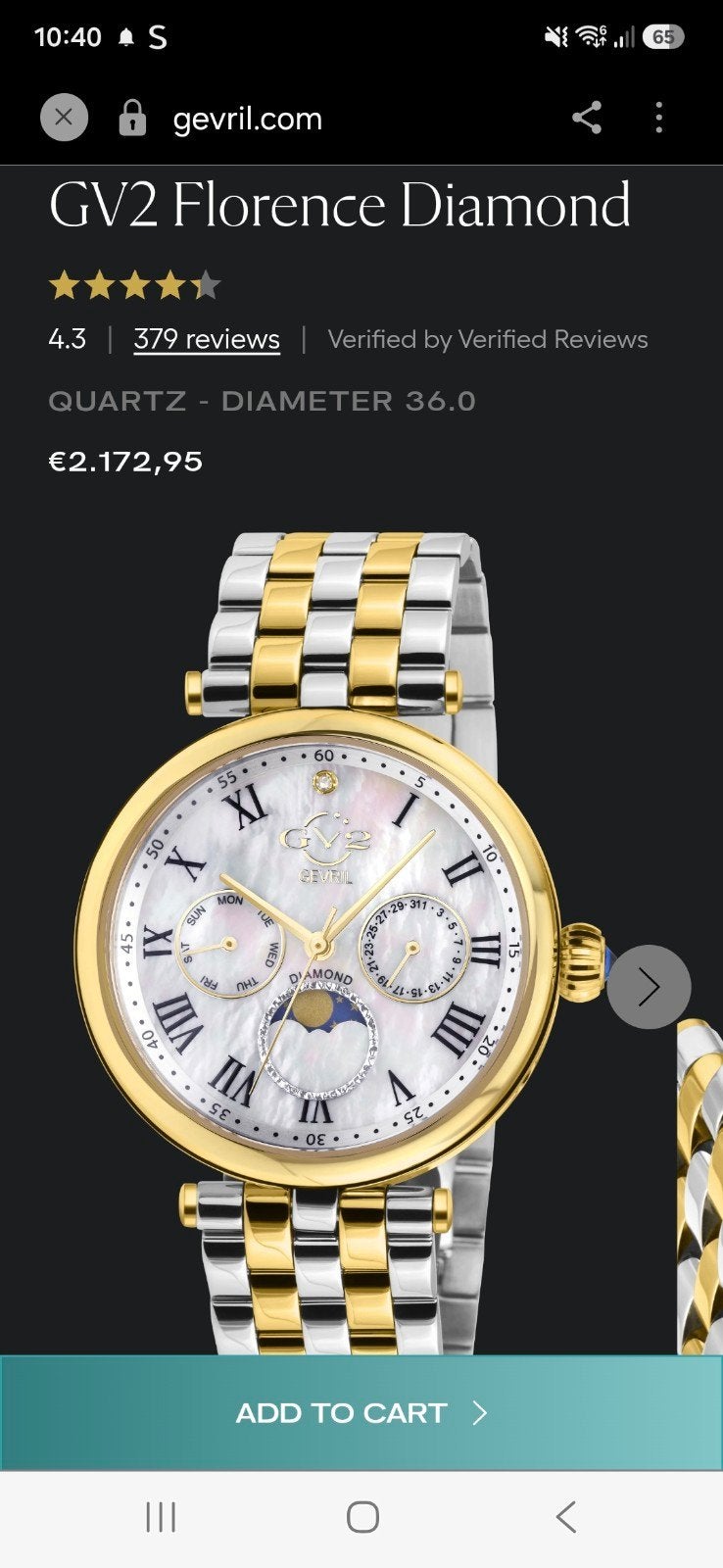 GV2 Florence Dameshorloge met Zwitsers Quartz & Diamant, Ophalen of Verzenden