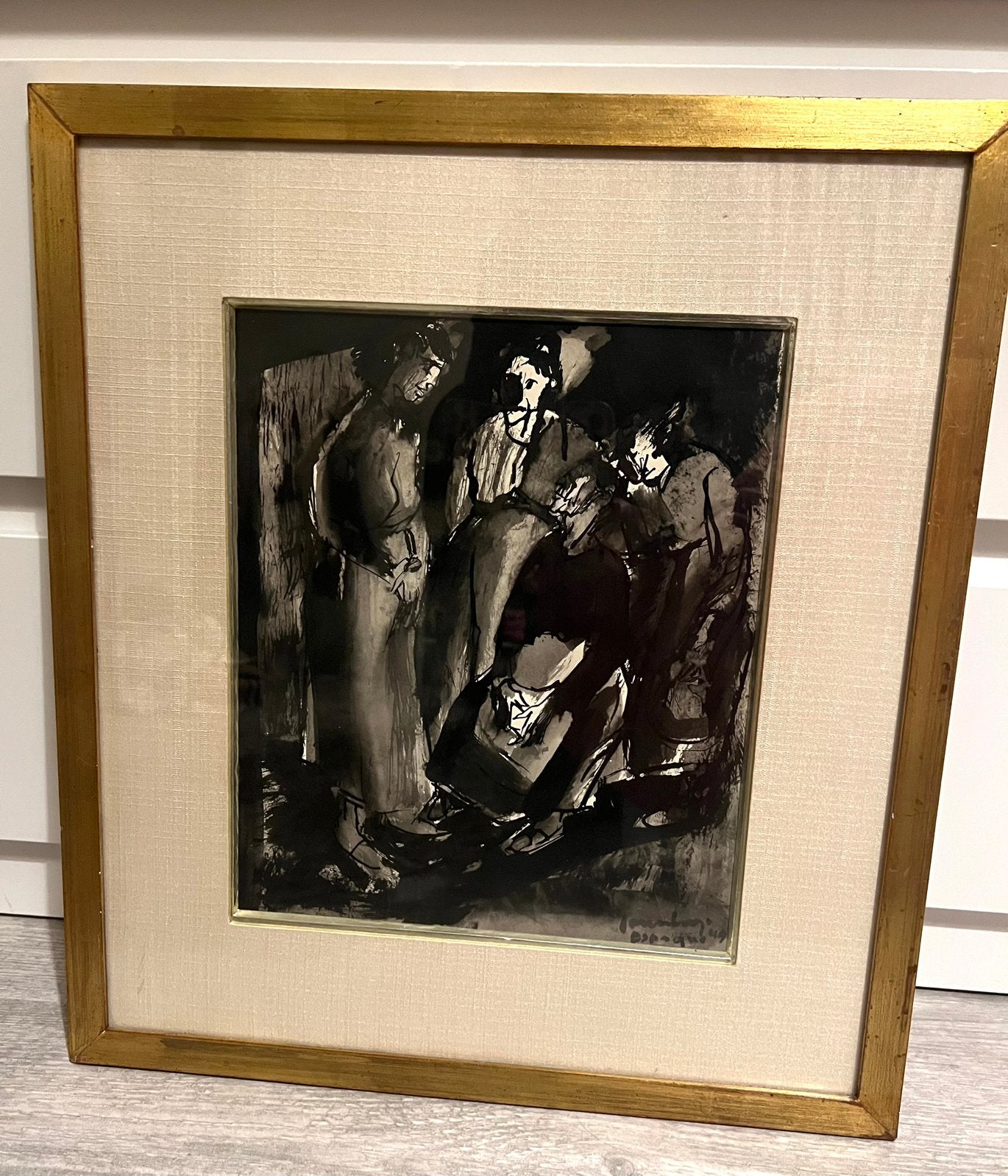 Jan van Heel Gemengde Techniek Vissersvrouwen Espagna 1949, Ophalen of Verzenden