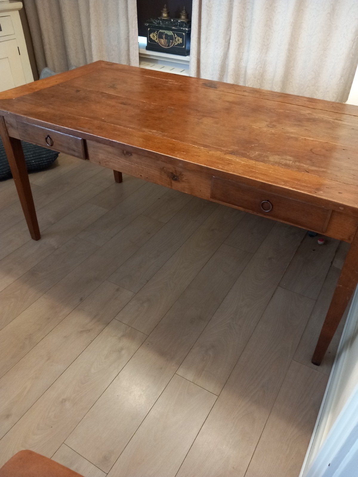 Uniek Antieke Franse Boerentafel ,table du ferme., Huis en Inrichting, Tafels | Eettafels, Gebruikt, Kersenhout, Vijf personen of meer