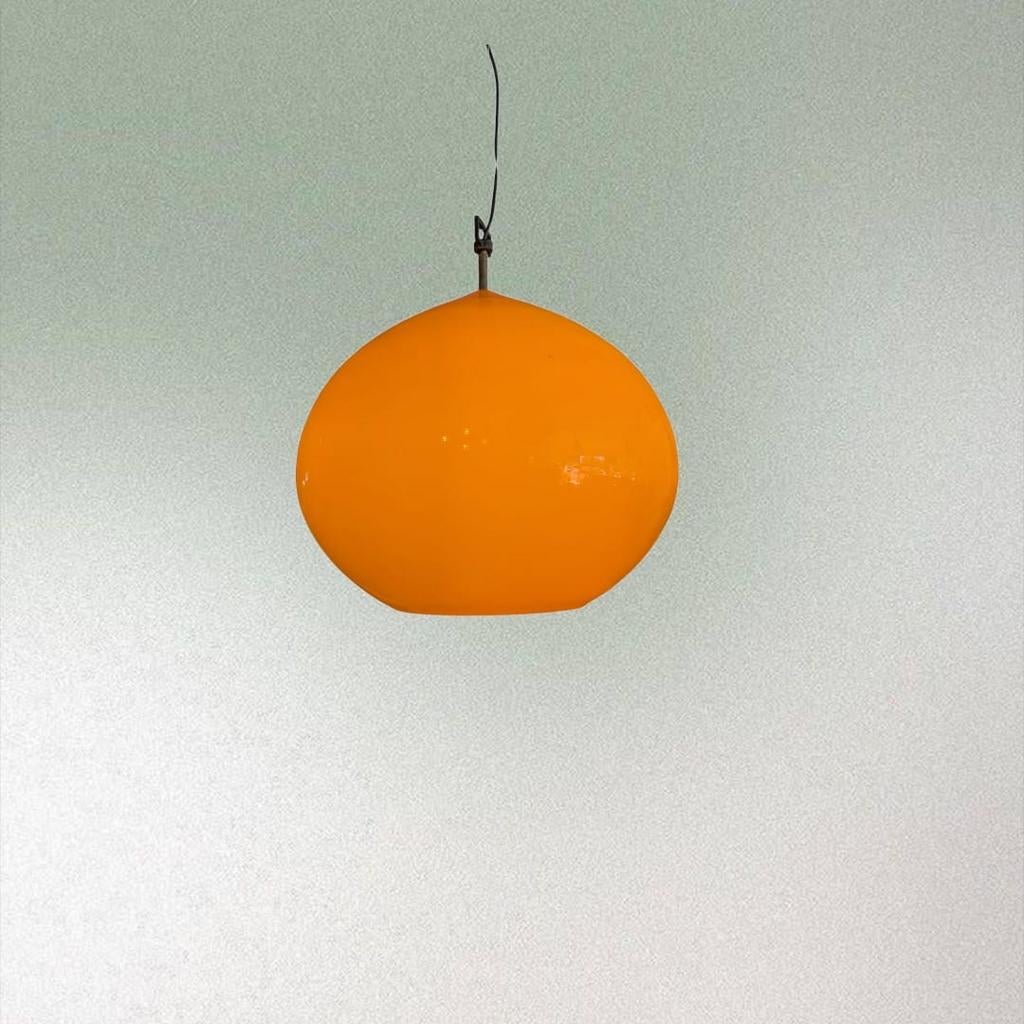 Vintage Italiaanse oranje glazen hanglamp,  Alessandro Piano, Ophalen, ., Vintage, Glas