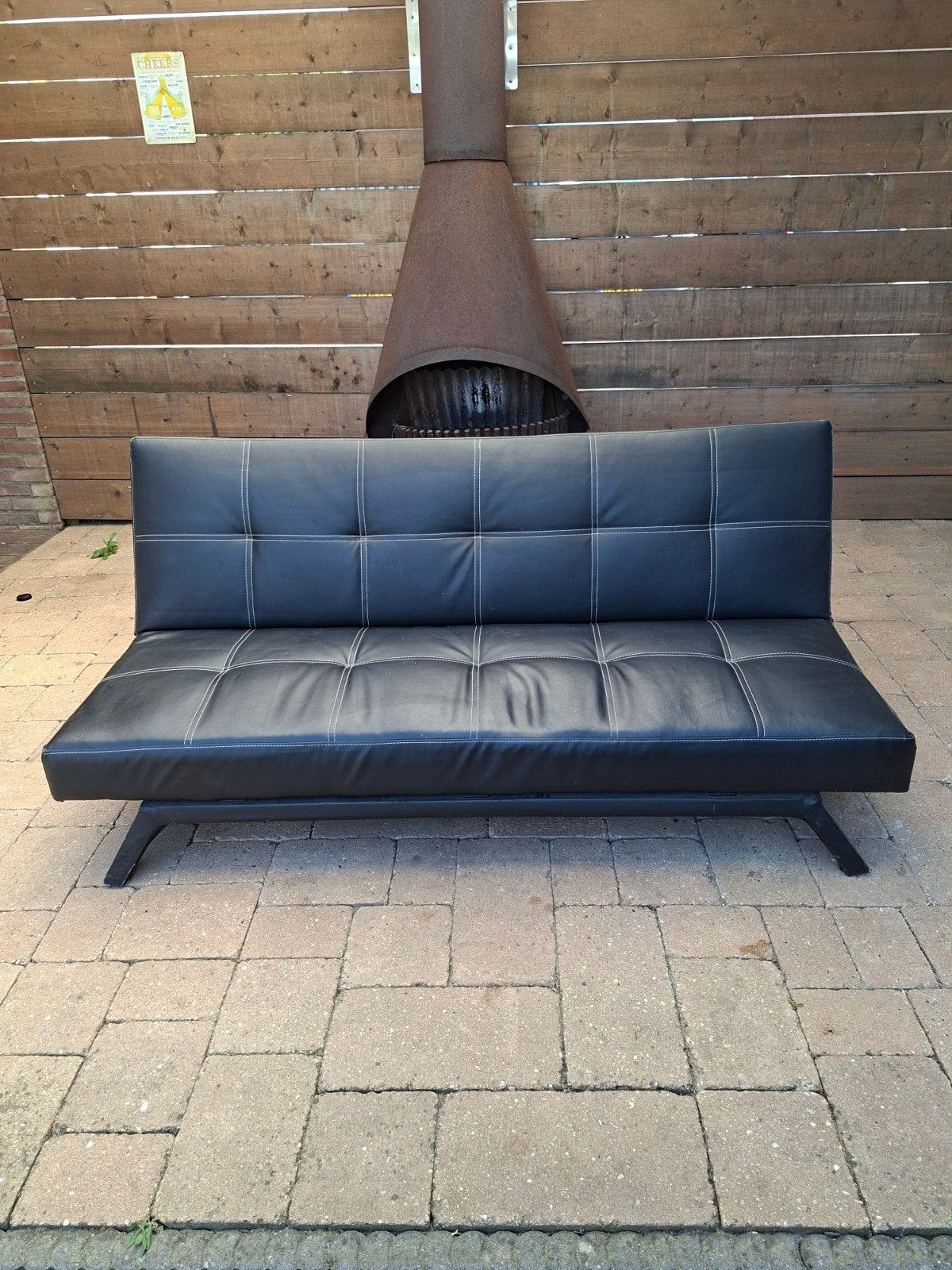 Zwarte slaapbank - Comfortabel en praktisch, Huis en Inrichting, Ophalen, Zwart, Tweepersoons, 190 cm of minder