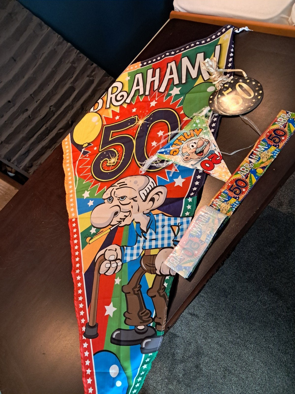 Versiering 50 jaar (abraham), Hobby en Vrije tijd, Feestartikelen, Ophalen, Versiering, Abraham of Sarah