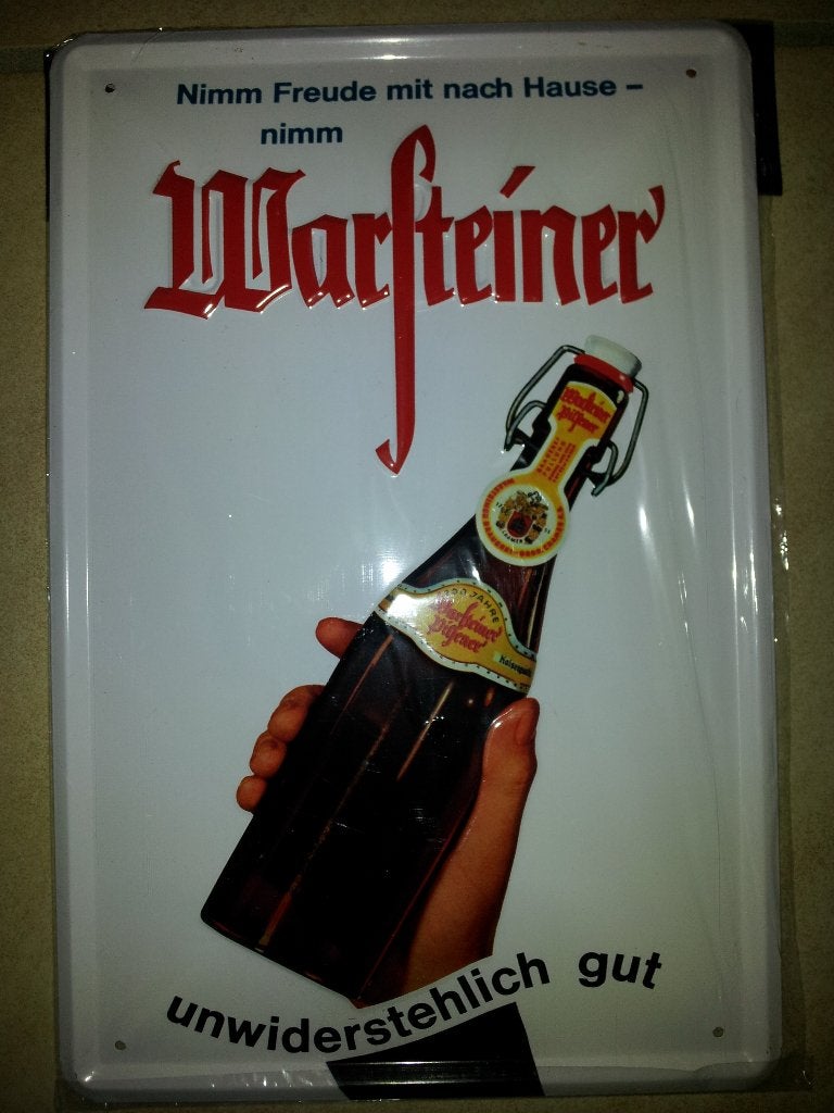 Warsteiner schild 'unwiederstehlich gut', Verzamelen, Biermerken, Verzenden, Nieuw, Reclamebord, Plaat of Schild, Overige merken