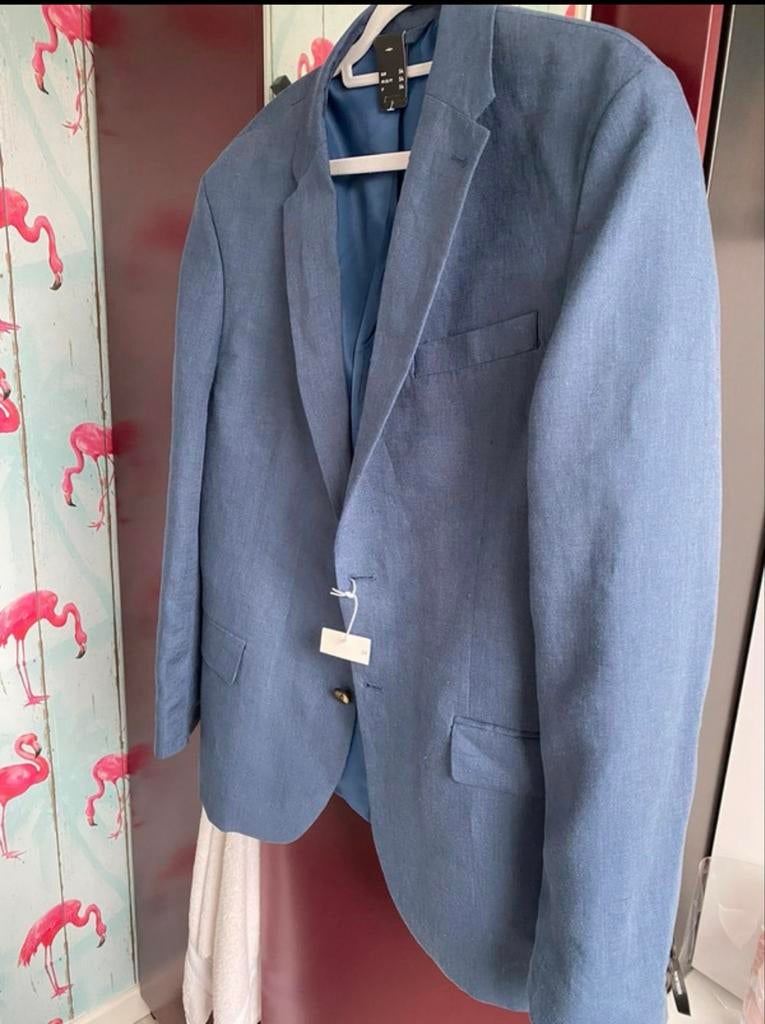Nieuw Blauw Linnen Colbert Maat 54 met Origineel Kaartje, Ophalen of Verzenden, Nieuw, Maat 52/54 (L), Blauw
