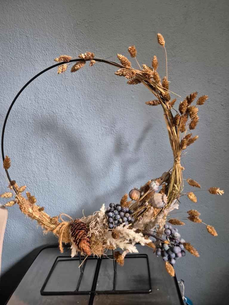 Decoratieve metalen ring met Droogbloemen, Huis en Inrichting, Woonaccessoires | Kransen, Ophalen, Nieuw