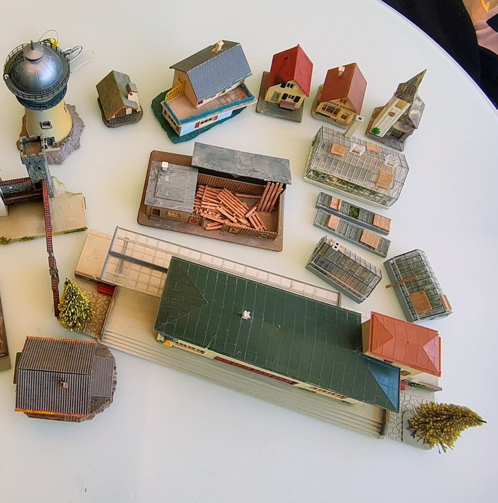 Grote collectie Faller, Vollmer modelbouw gebouwen, Overige merken, Gebruikt, Gelijkstroom, Brug, Tunnel of Gebouw