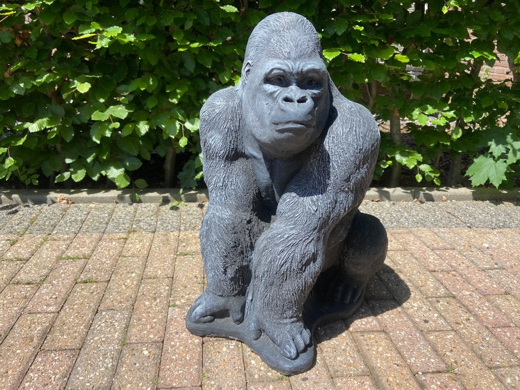 Betonnen Tuinbeeld Gorilla , hoogte 64cm, Tuin en Terras, Tuinbeelden, Ophalen, Nieuw, Beton, Dierenbeeld