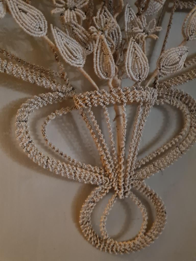 Antiek Frans kralen ornament met engeltje groot model, Antiek en Kunst, Ophalen of Verzenden