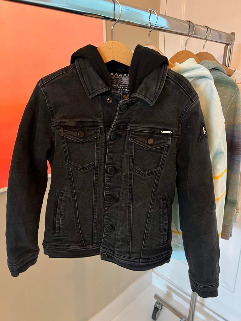 Stoere zwarte spijkerjas Scotch & Soda, Ophalen of Verzenden, Zo goed als nieuw, Jongen of Meisje, Jas