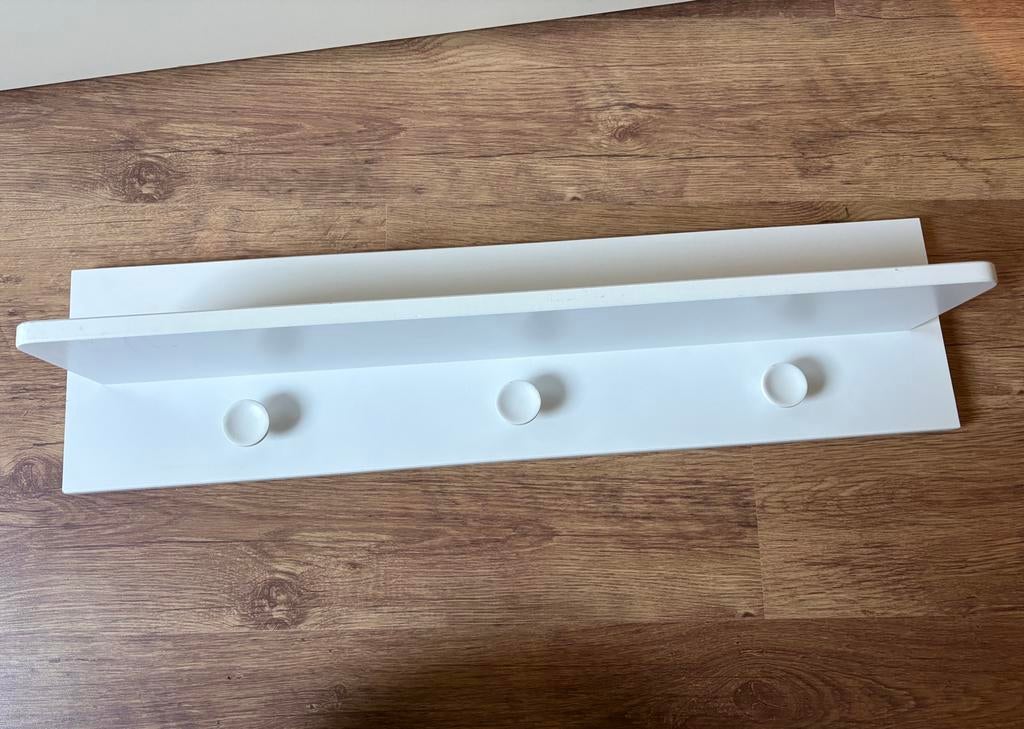 Witte wandkapstok met plankje - Bopita, Overige materialen, Gebruikt, Minder dan 100 cm, Ophalen