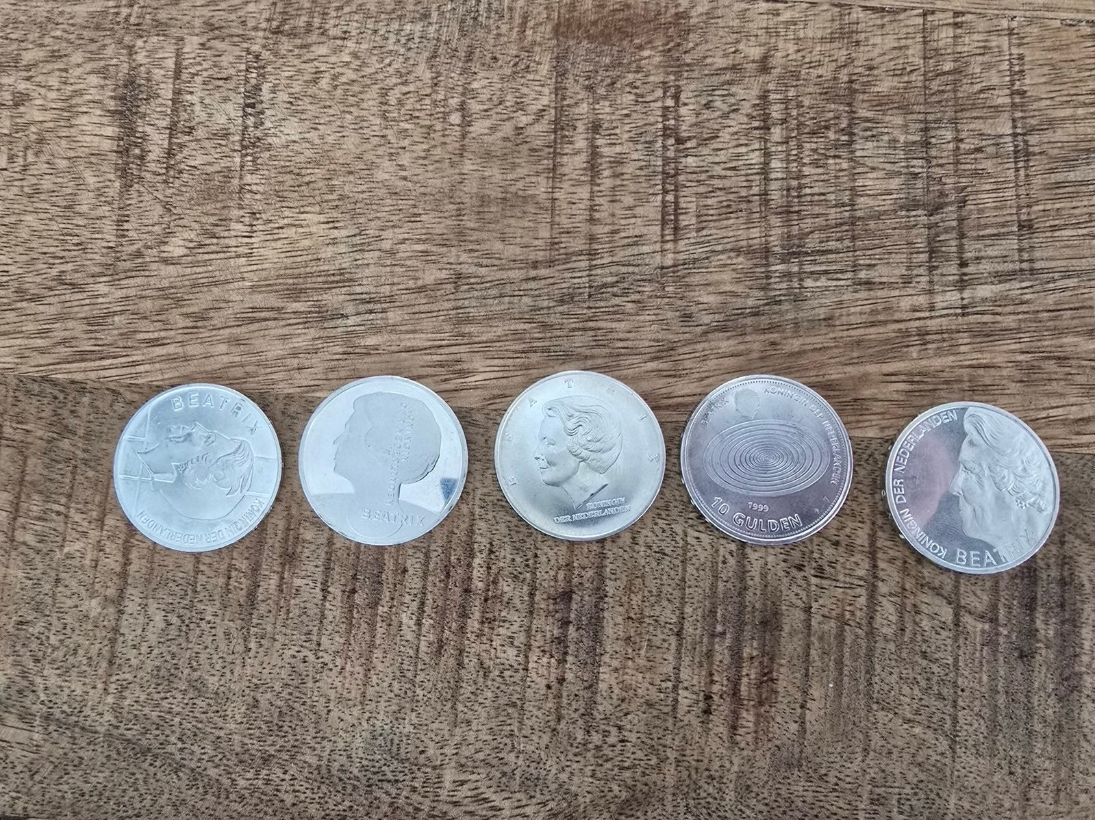 Set van 5 zilveren 10 gulden munten- Koningin Beatrix, Setje, Koningin Beatrix, Zilver, Ophalen of Verzenden