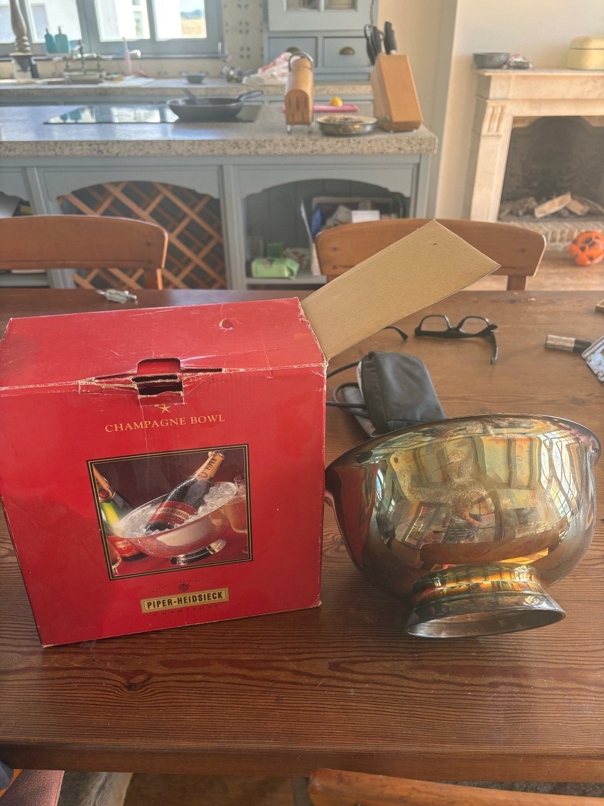 Piper-Heidsieck Champagne Bowl - Flessenkoeler, Flessenkoeler, Zilver, Ophalen of Verzenden, Zo goed als nieuw