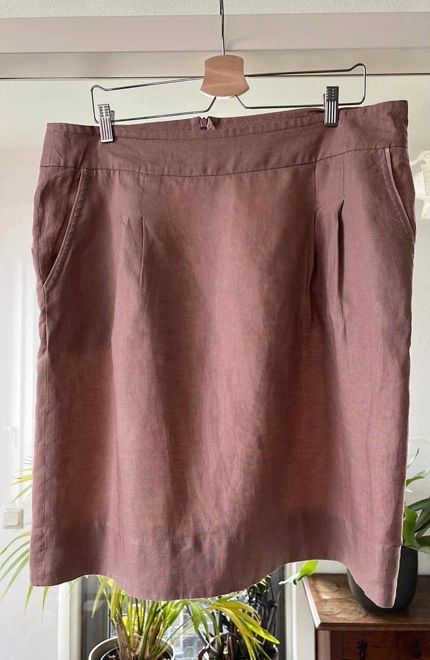 Noa Noa Linnen Rok Maat 44, Gevoerd, Knielengte, Ophalen, Maat 42/44 (L), Knielengte, Roze