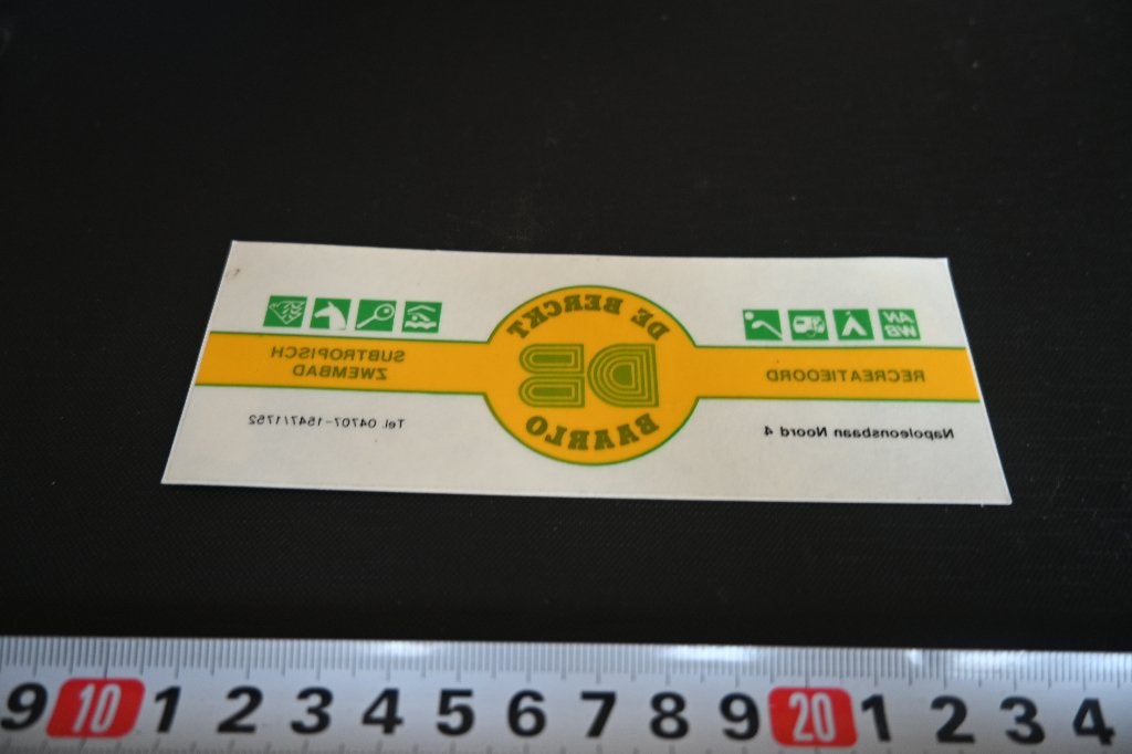 sticker Raamsticker DEBERCKT BAARLO  Pecreatie Peter Gillis, Ophalen of Verzenden, Zo goed als nieuw