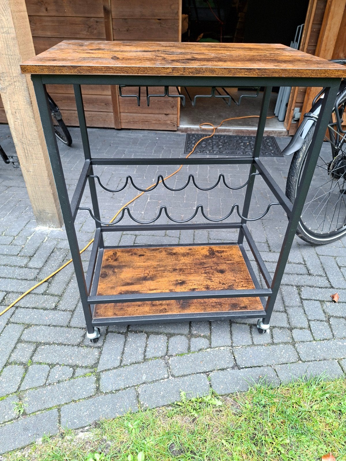 serveerwagen, wijnrek, flessen houder. industriële., Ophalen of Verzenden, Zo goed als nieuw, Metaal