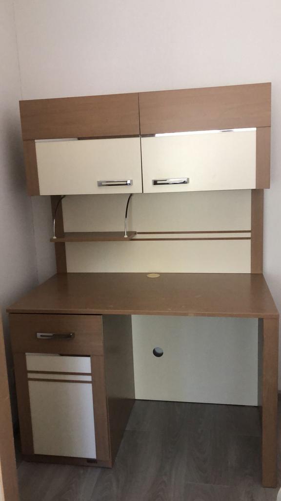 Bureau-kast combinatie met opbergruimte, Huis en Inrichting, Bureaus, Ophalen, Met lades, Spaanplaat of MDF, Bruin