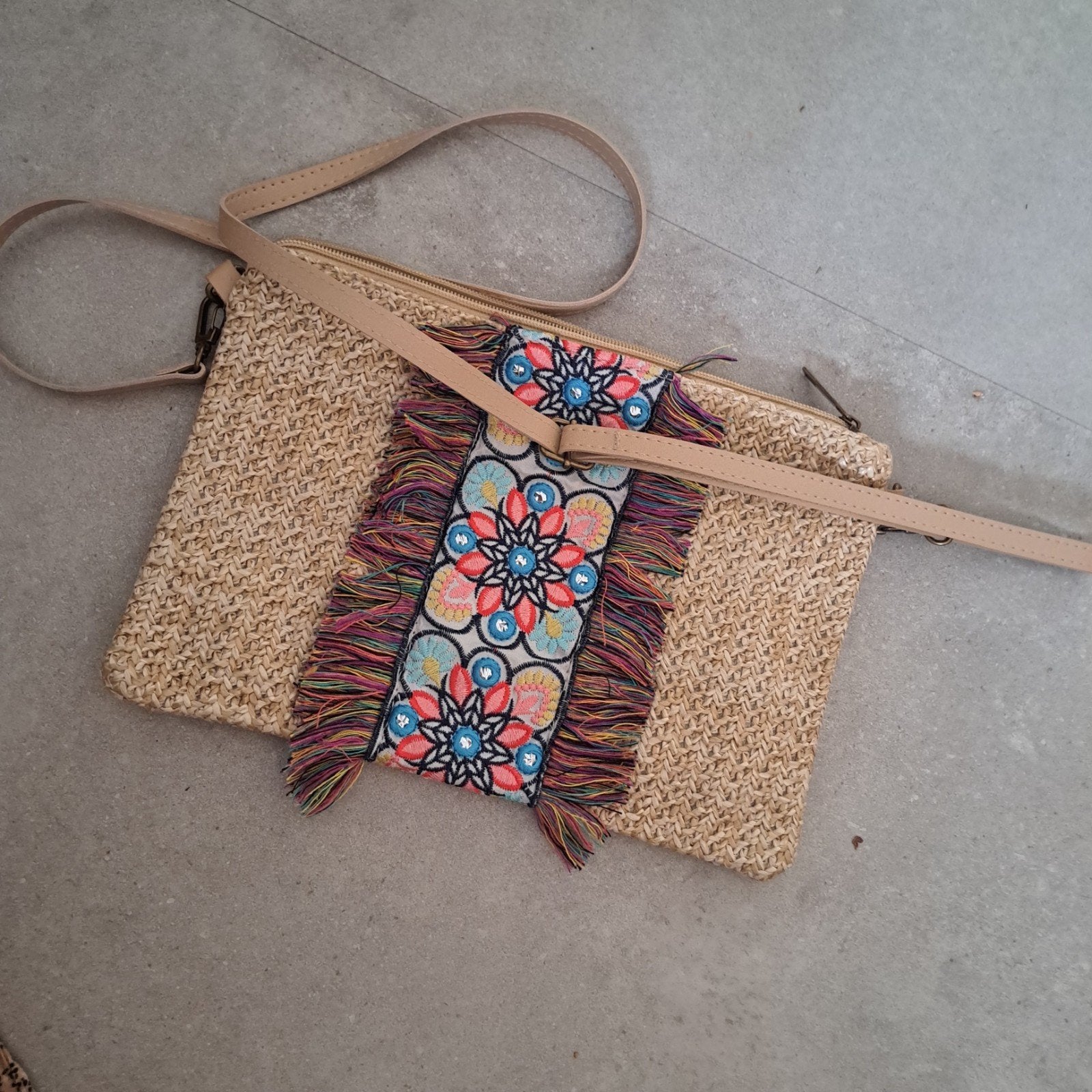 Nieuw Boho Riet/Bamboe Tasje &Lang Hengsel, Verzenden, Nieuw, Overige kleuren, Schoudertasje