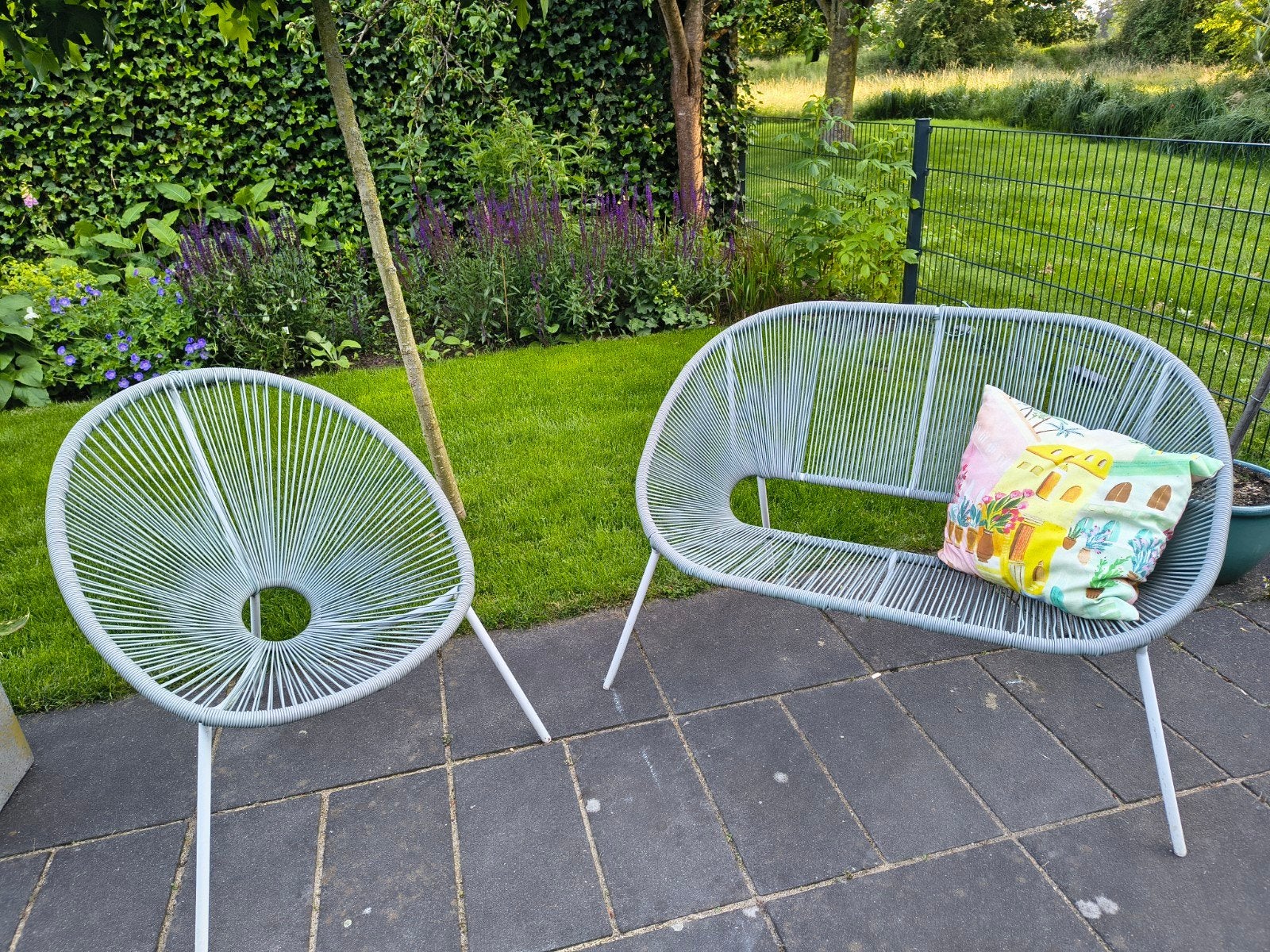 Bankje : 113 cmx 65 cm x 80cm (lxbxh) ,  stoel: 70x 65x 80, Ophalen, Gebruikt