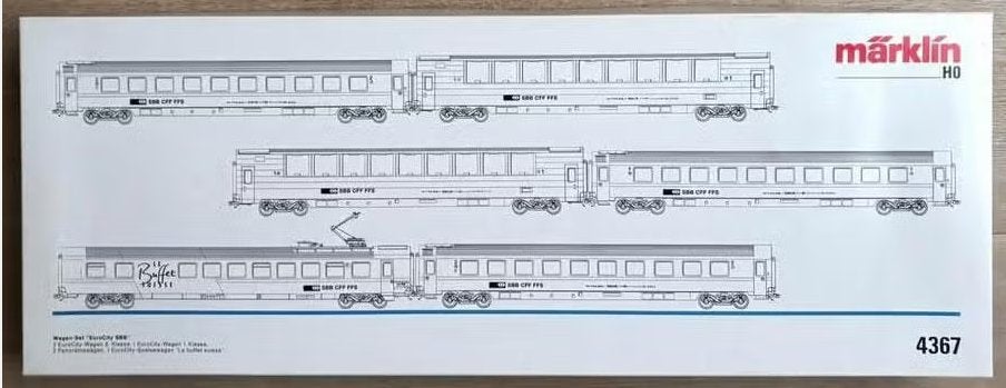 Marklin H0 4367 - Set 6 Eurocity rijtuigen van de SBB in ovp, Wisselstroom, Treinset, Nieuw, Ophalen of Verzenden