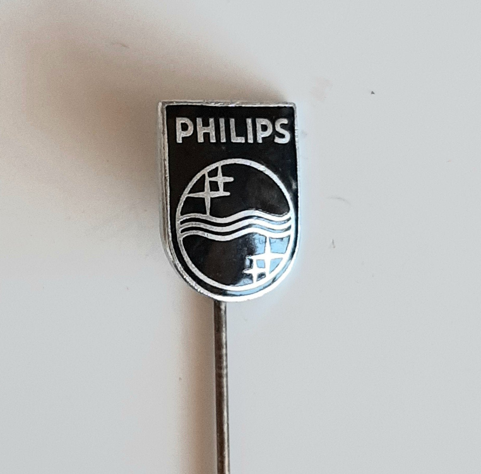MOOI ZWART EMAILLE "PHILIPS" RADIO SPELDJE, Verzamelen, Verzenden, Gebruikt, Merk