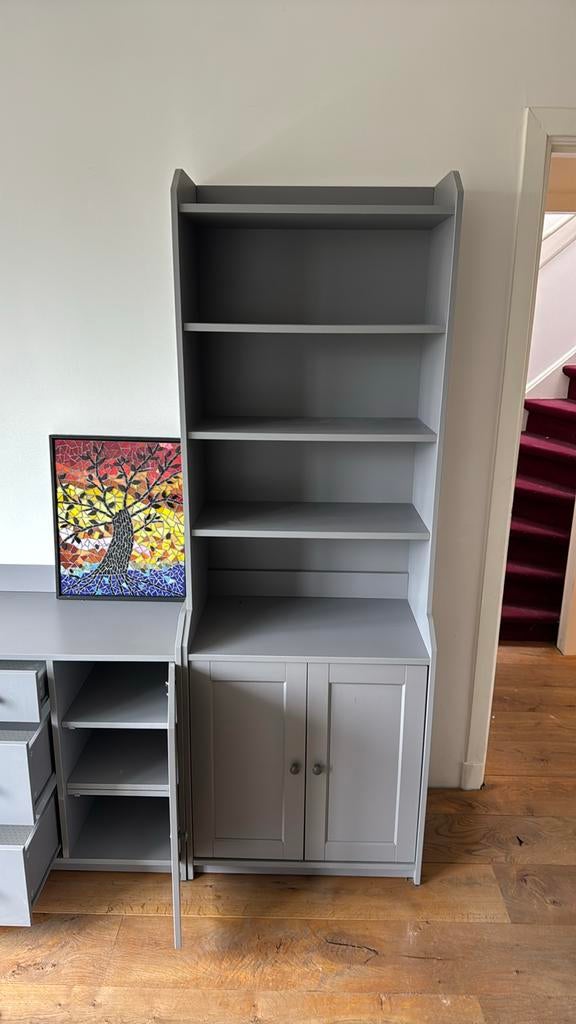 IKEA Hauga Hoge Kast met 2 Deuren, Grijs, Ophalen, 50 tot 100 cm, Zo goed als nieuw, 150 tot 200 cm