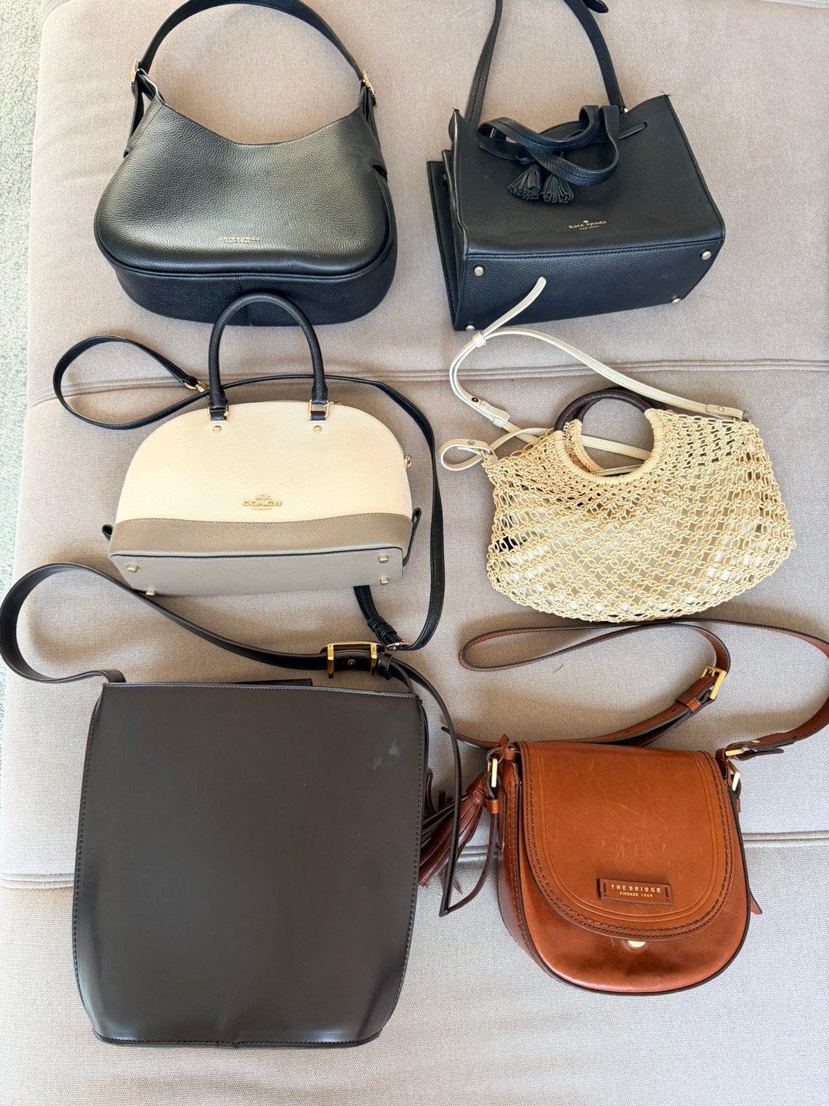 Diverse tassen bundel: Kate Spade, Coach, The Bridge, Ophalen, Gebruikt, Overige kleuren, Overige typen