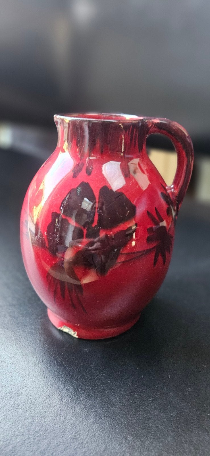 Vintage Art Deco vaas/sierkan Sint Lukas, dieprood 'flambé', Ophalen of Verzenden