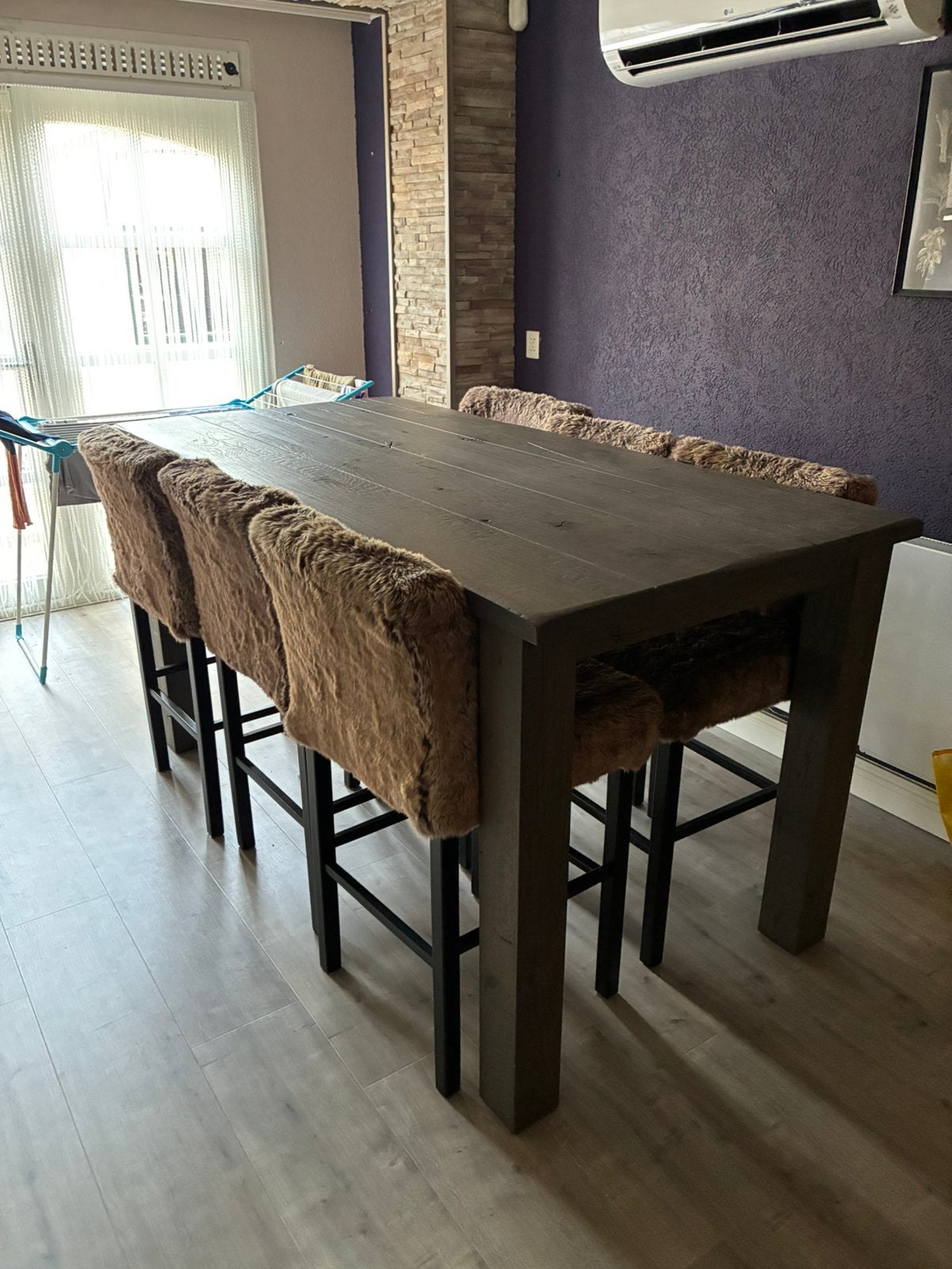 Eiken eetkamer tafel met barstoelen, Huis en Inrichting, Ophalen, Zo goed als nieuw