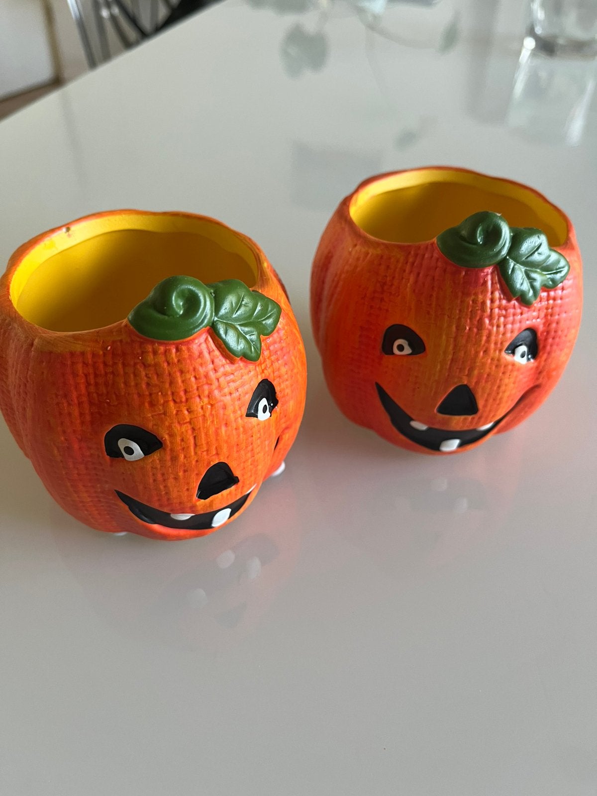 Plantenbakje waxinelicht houder halloween, Waxinelichthouder, Oranje, Ophalen of Verzenden, Zo goed als nieuw
