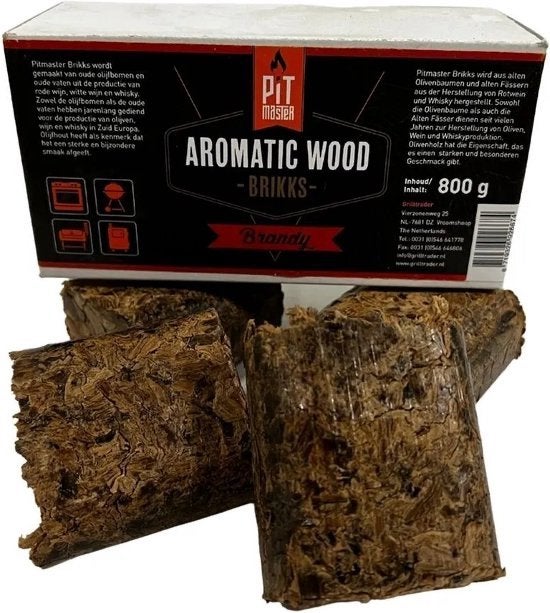 Pitmaster Aromatic Wood Brikks - Brandy (800g), Tuin en Terras, Minder dan 3 m³, Ophalen of Verzenden, Overige houtsoorten, Blokken