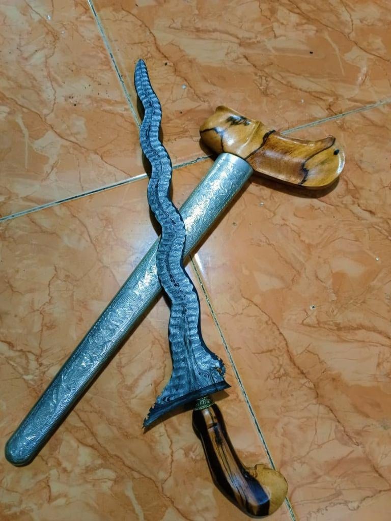 Antieke Keris Panimbal 9 Luk Pamor Untu Walang Timoho SVE77, Verzenden