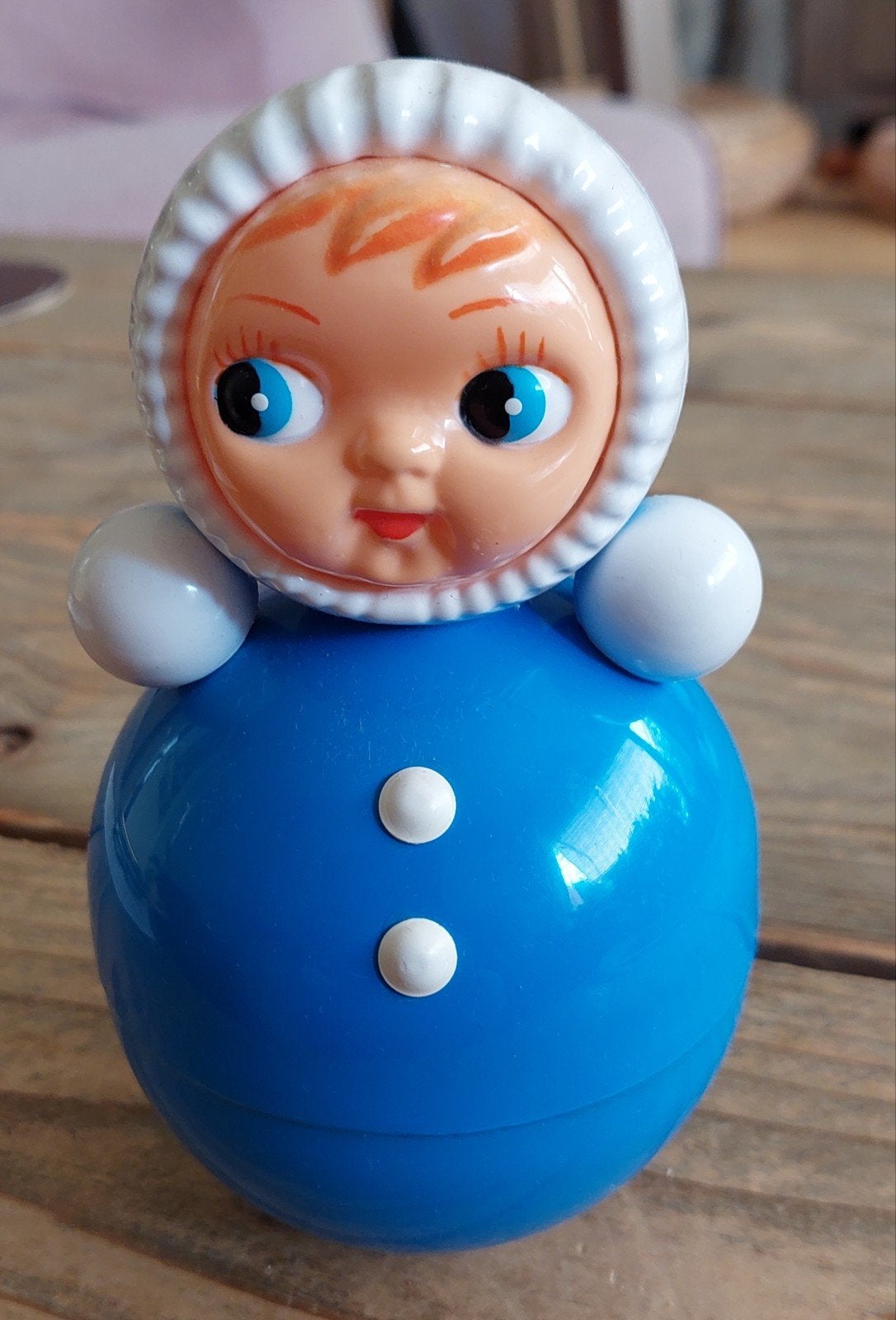Vintage tuimelaar pop, blauw, Ophalen of Verzenden