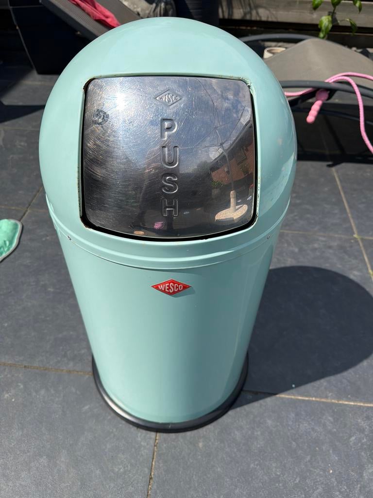 Wesco Pushboy prullenbak - Mintgroen, Huis en Inrichting, Woonaccessoires | Prullenbakken, Zo goed als nieuw, Metaal, 75 cm of meer