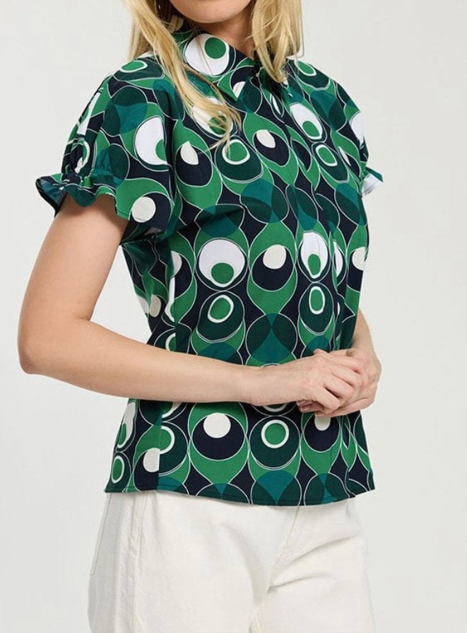 Groen, zwart, witte Studio Anneloes blouse in maat S, Verzenden, Zo goed als nieuw, Maat 36 (S), Groen