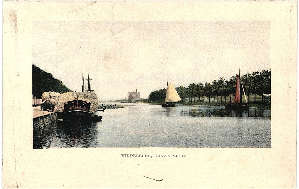 804637	Middelburg	Kanaalzicht	1918	Gelopen met zegel