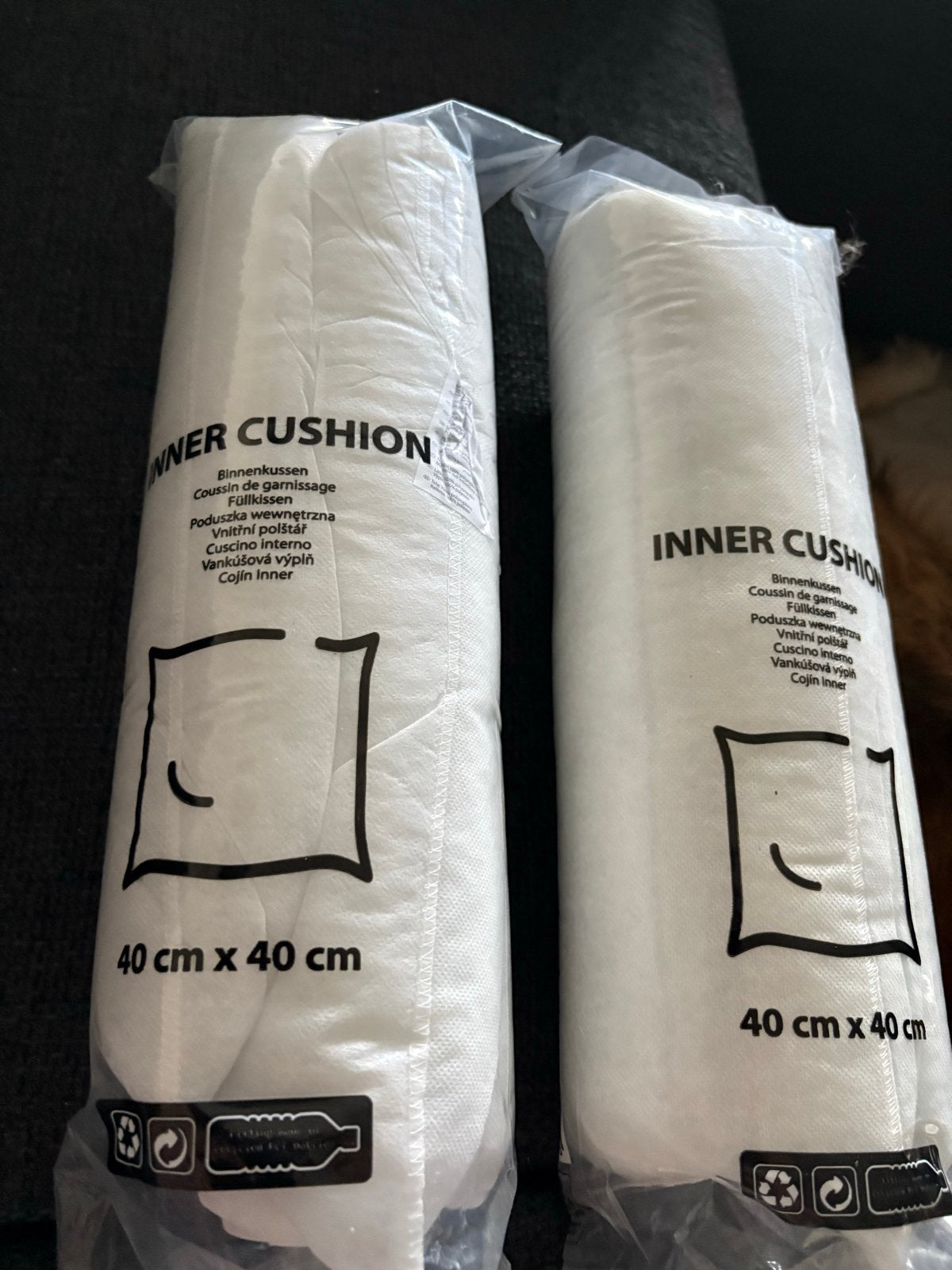 2x Binnenkussen 40x40 cm - Nieuw, Overige merken, Inclusief binnenkussen, Wit, Vierkant