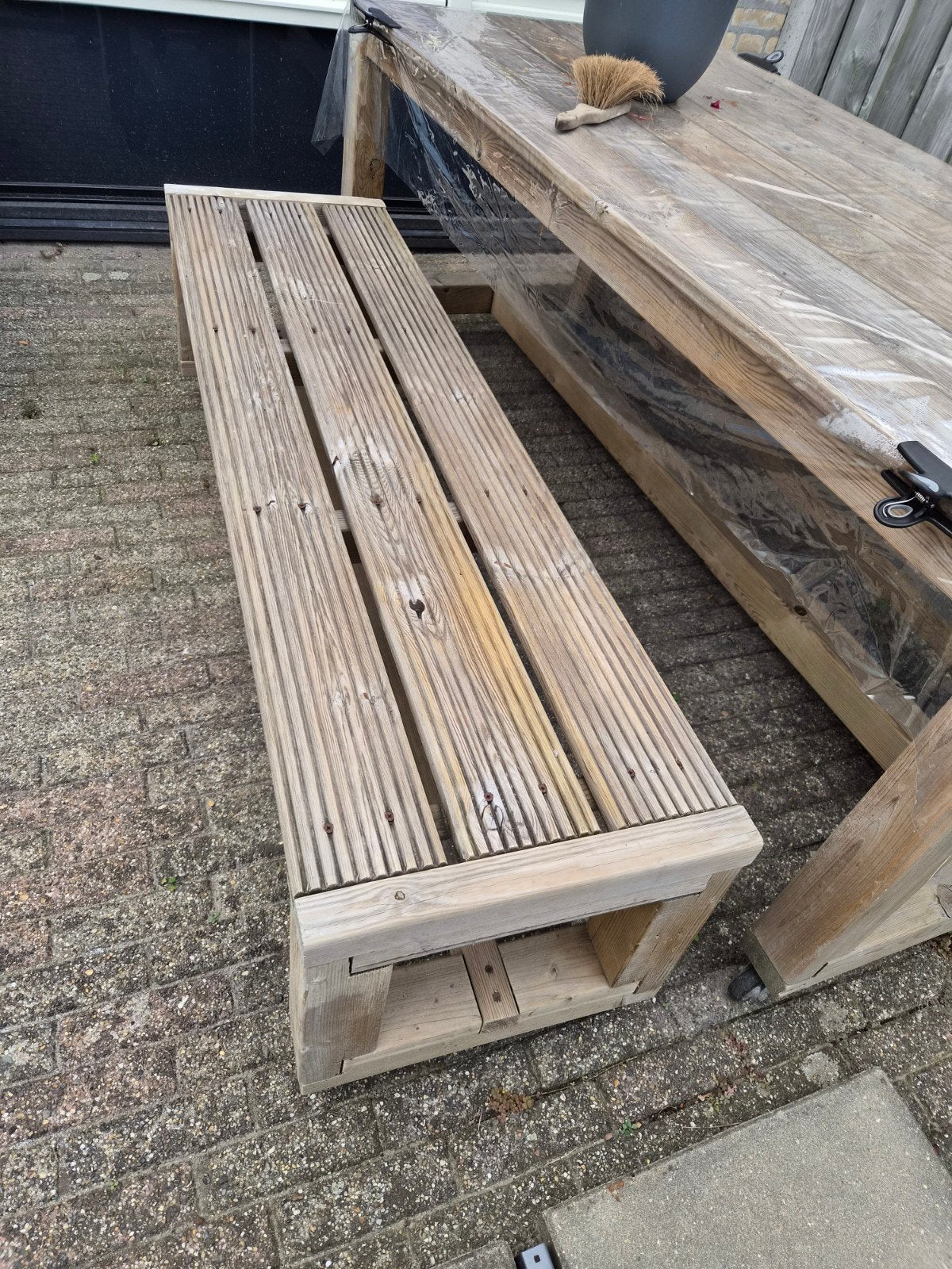 2 x Houten tuinbank - Robuuste bank voor buiten, Ophalen, Gebruikt, Hout