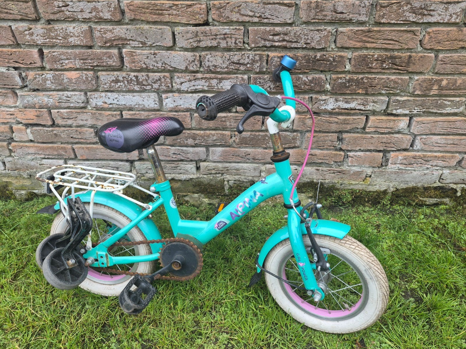Alpina kinderfiets 12 inch met zijwieltjes - Gebruikt, Zijwieltjes, Gebruikt, Alpina, Ophalen of Verzenden