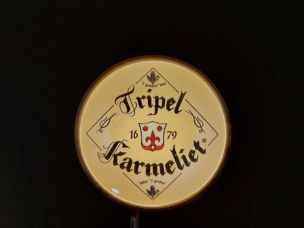Taplens Tripel Karmeliet, Verzamelen, Ophalen of Verzenden, Gebruikt, Reclamebord, Plaat of Schild, Overige merken