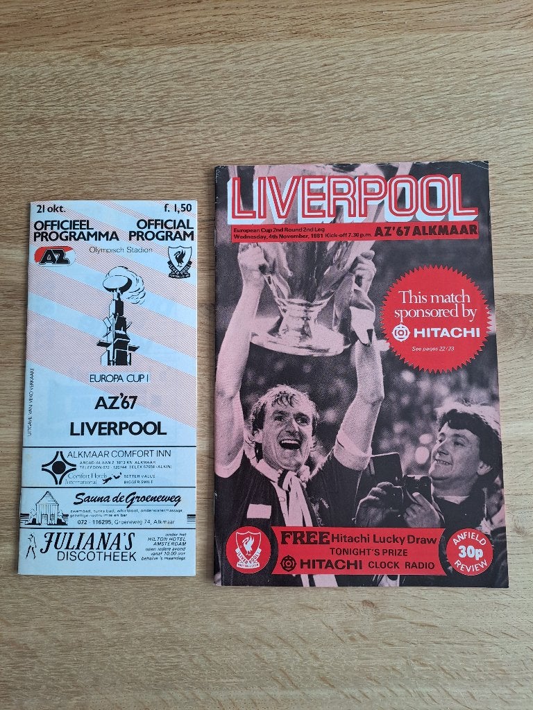 Programmaboekjes Liverpool - AZ Alkmaar Europa Cup I 1981, Verzamelen, Ophalen of Verzenden, Gebruikt, AZ, Boek of Tijdschrift