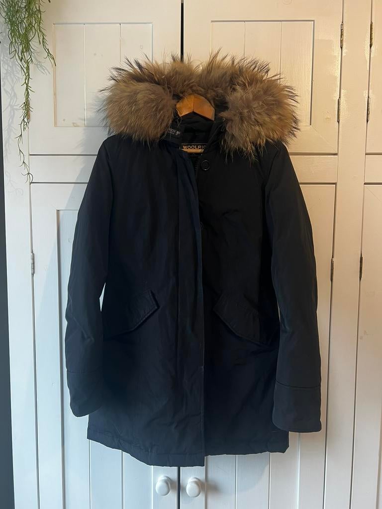 Woolrich parka met bontkraag, maat S, dames, Ophalen of Verzenden, Zo goed als nieuw, Maat 36 (S), Zwart