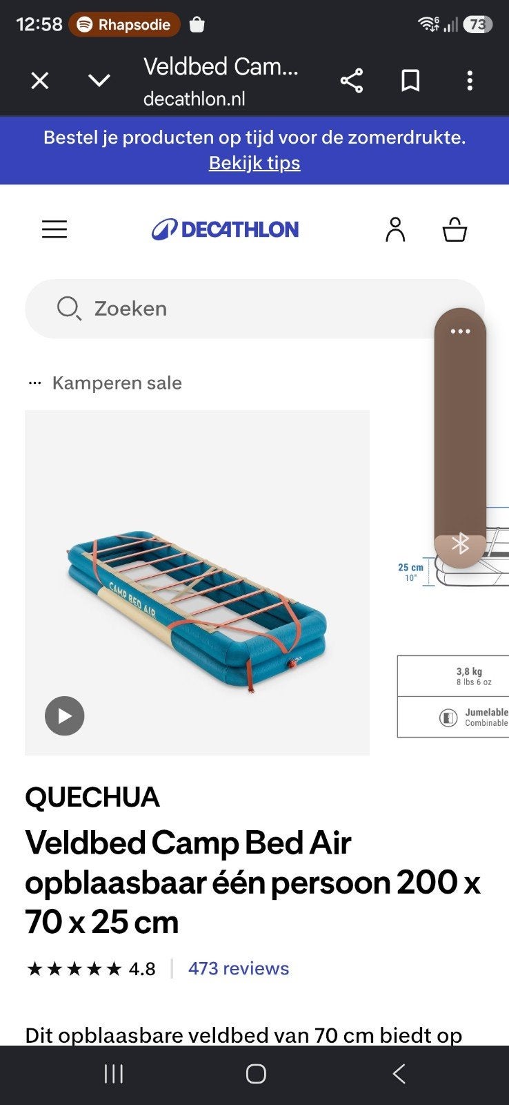 2x Opblaasbaar veldbed, Ophalen