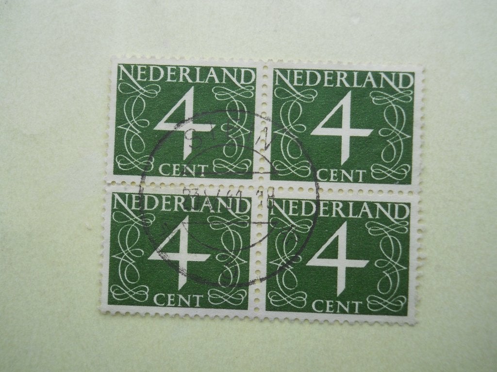 Nederland 1946 Cijfer blokje van 4 Nvph464 Rondstempel Stein, Postzegels en Munten, Ophalen of Verzenden, Na 1940, Gestempeld