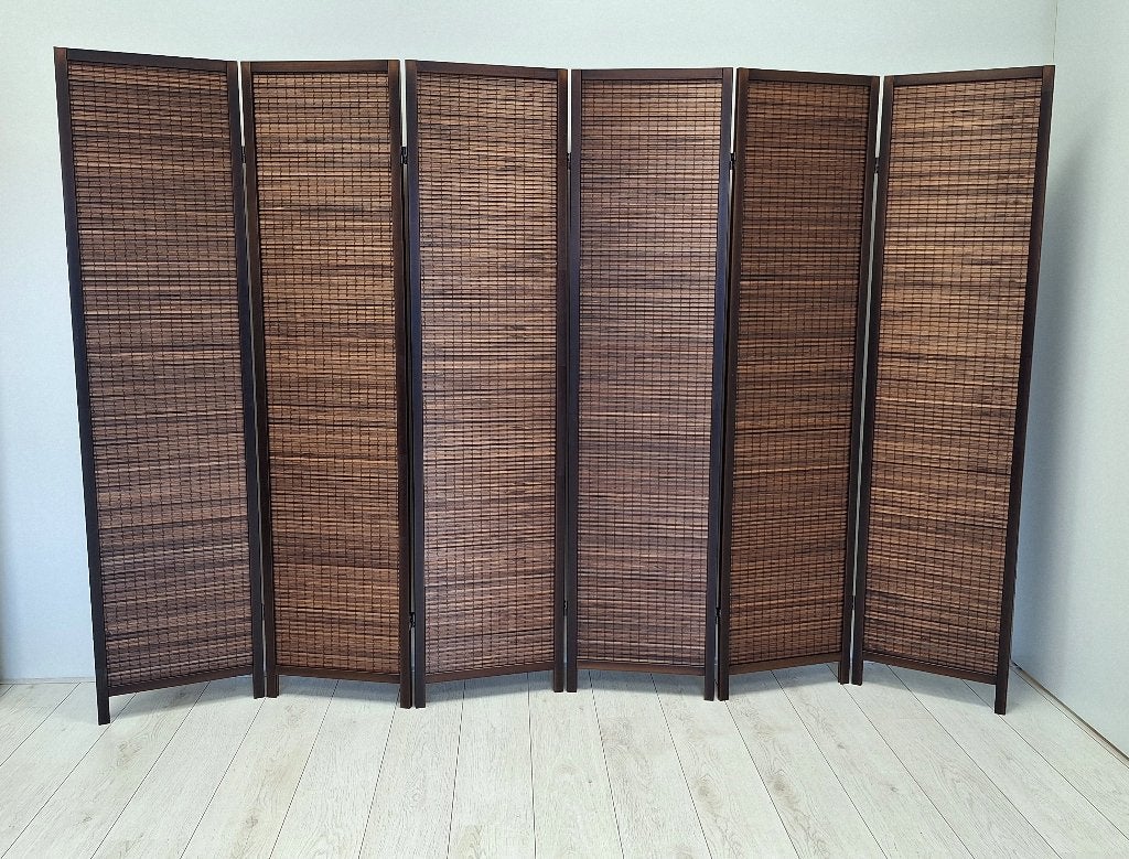 Kamerscherm Scheidingswand Bruin - Breed 6 panelen, Huis en Inrichting, Ophalen, Zo goed als nieuw