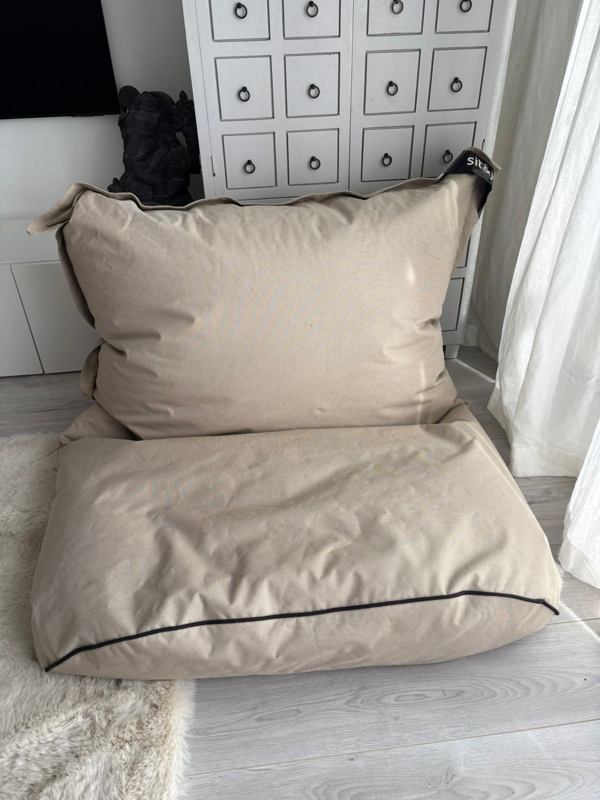 Sit & joy XXL zitzak beige 110x150 cm bijna nieuw, Ophalen, Zo goed als nieuw, Beige