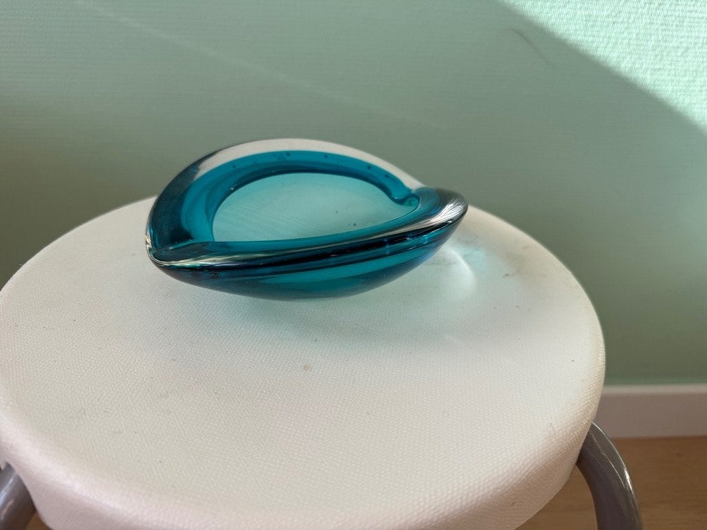 Vintage Muranoglas schaaltje/asbak - turquoise, Ophalen of Verzenden